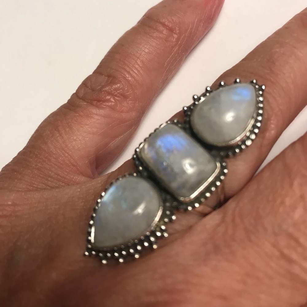 Moonstone Stamped 925 Sterling Silver Ring
